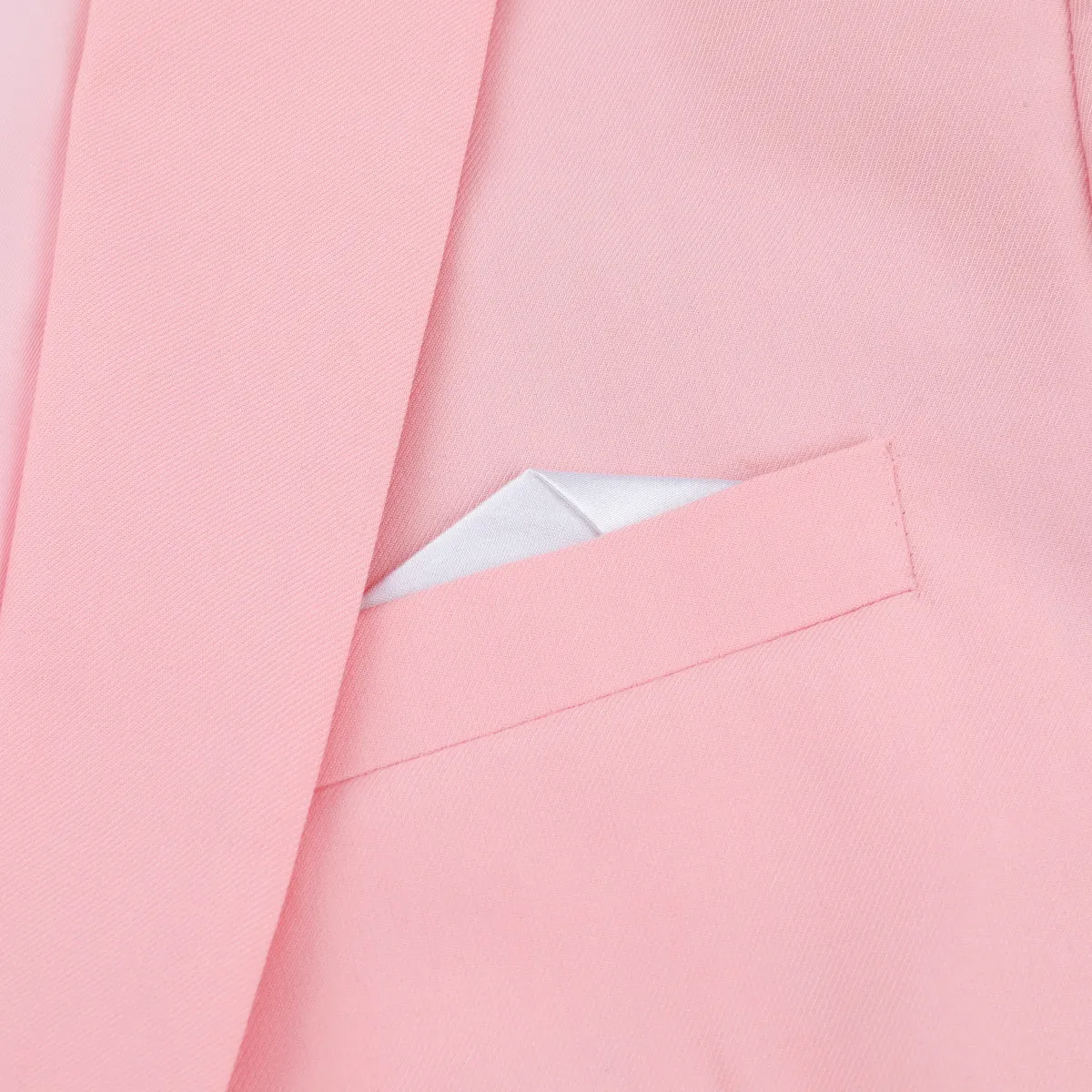 2-Piece Double Breasted Solid Color Pink Suit