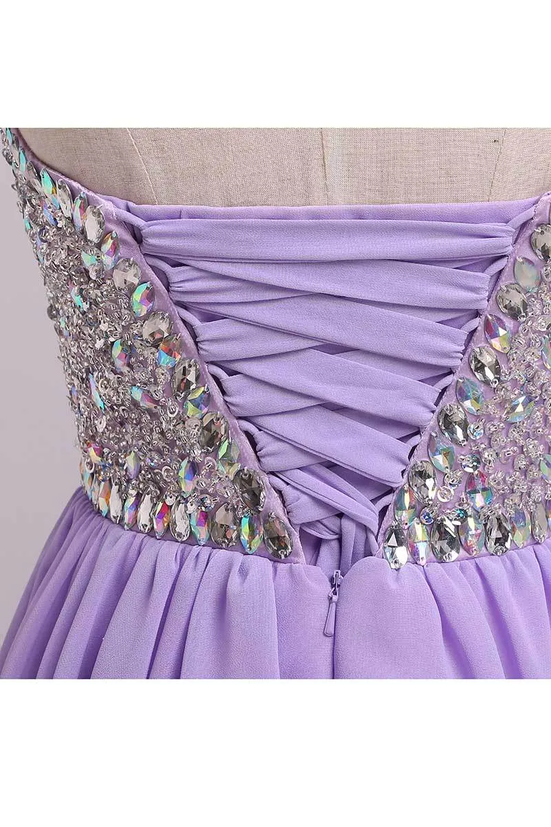 2024 Homecoming Dresses A Line Short/Mini Sweetheart Chiffon With Beads Color Lilac