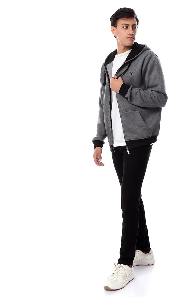 55620 Zipped Comfy Bi-Toned Zipped Sweatshirt Grey