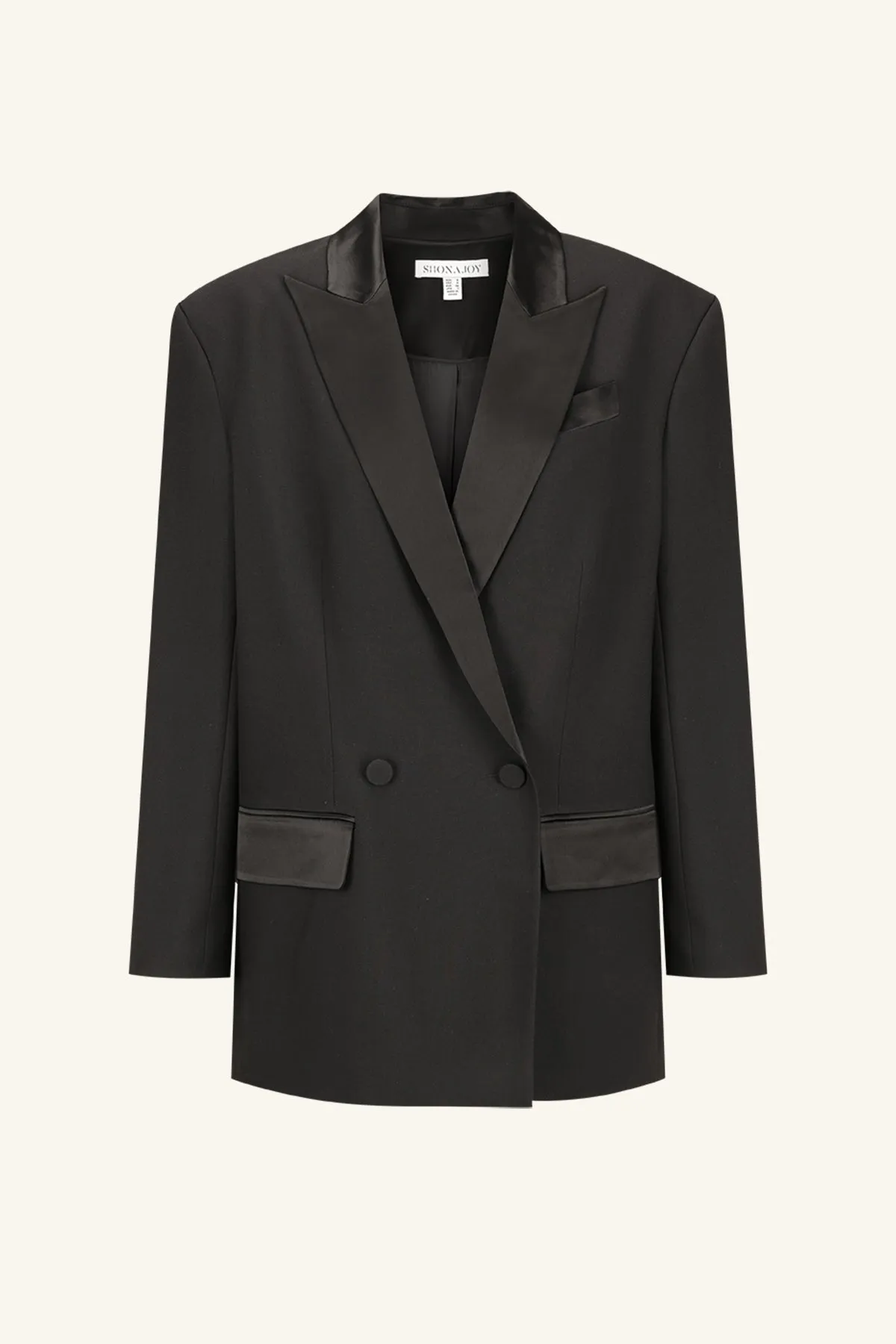 ADRI TUXEDO DOUBLE BREASTED BLAZER - BLACK