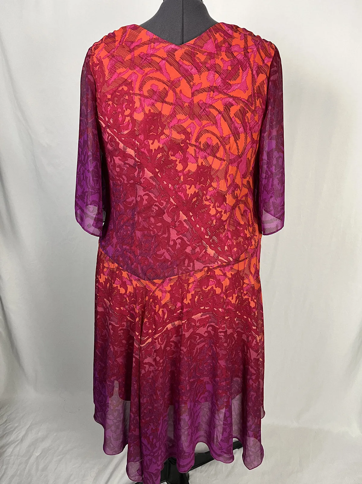 Ashro Size 20 Pink & Orange Abstract Floral Dress