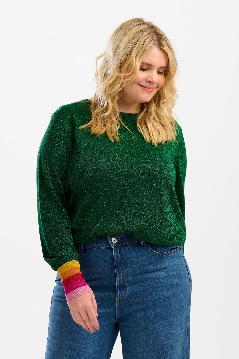 Astrid Jumper - Green, Sparkle Cuffs