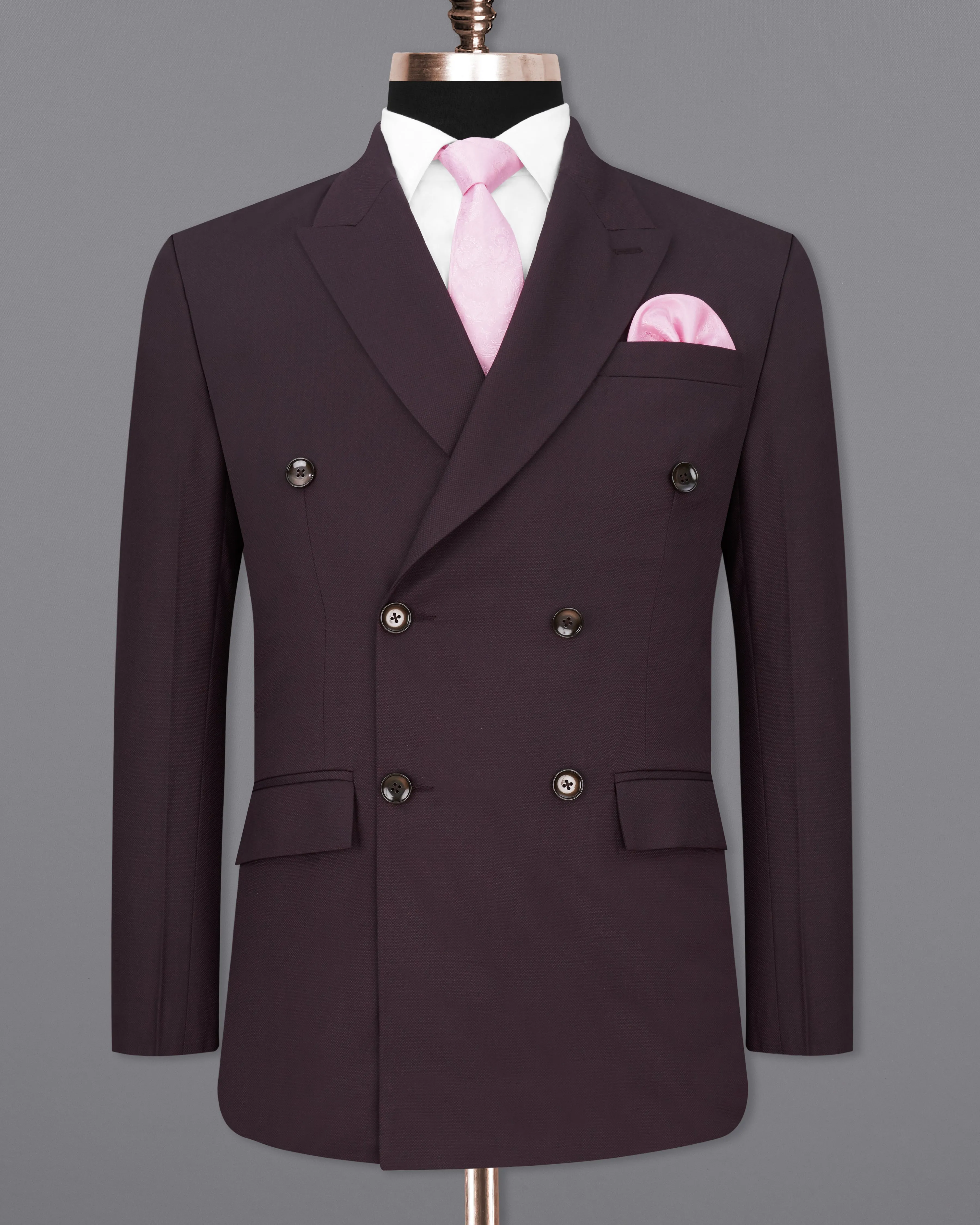 Aubergine Maroon Double Breasted Blazer