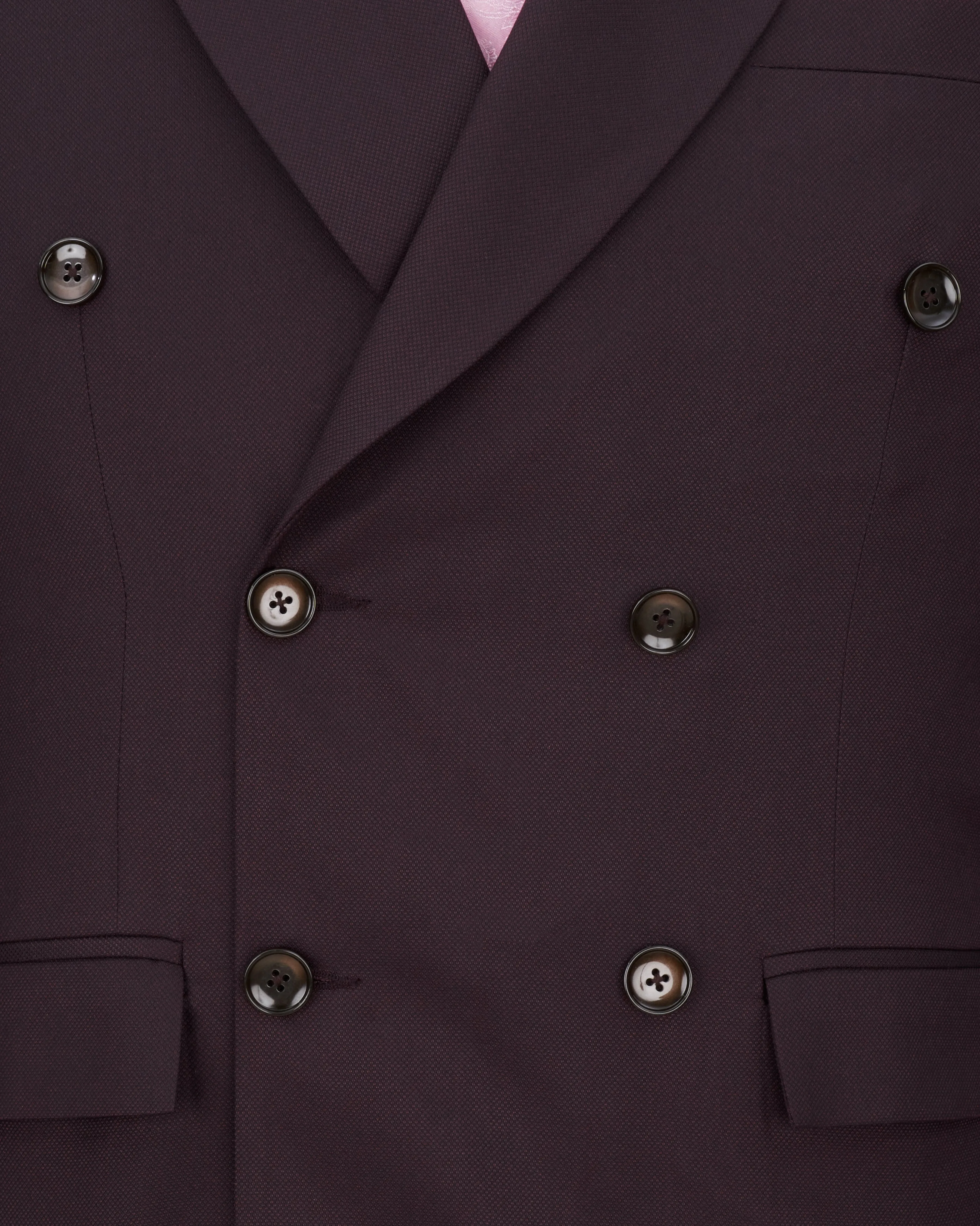 Aubergine Maroon Double Breasted Blazer