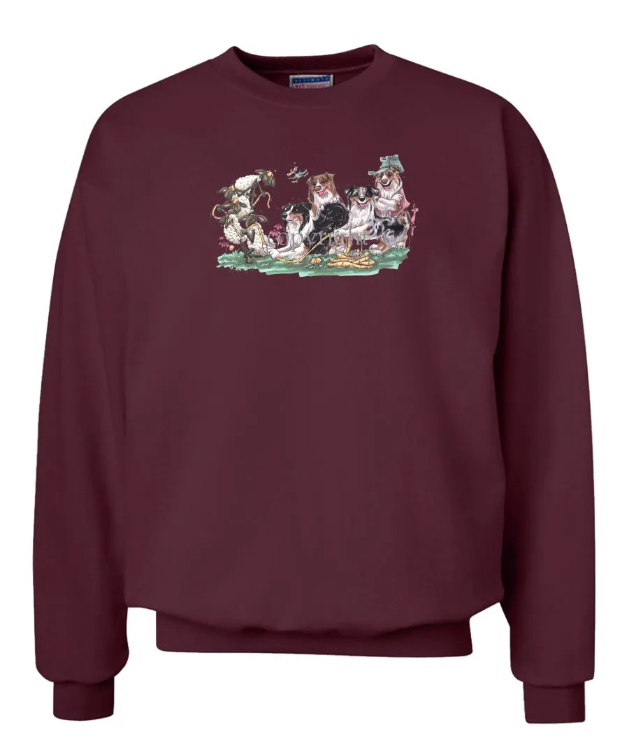 Australian Shepherd - Group Tug A War - Caricature - Sweatshirt