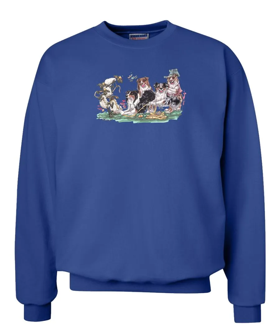 Australian Shepherd - Group Tug A War - Caricature - Sweatshirt