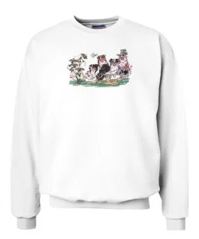 Australian Shepherd - Group Tug A War - Caricature - Sweatshirt