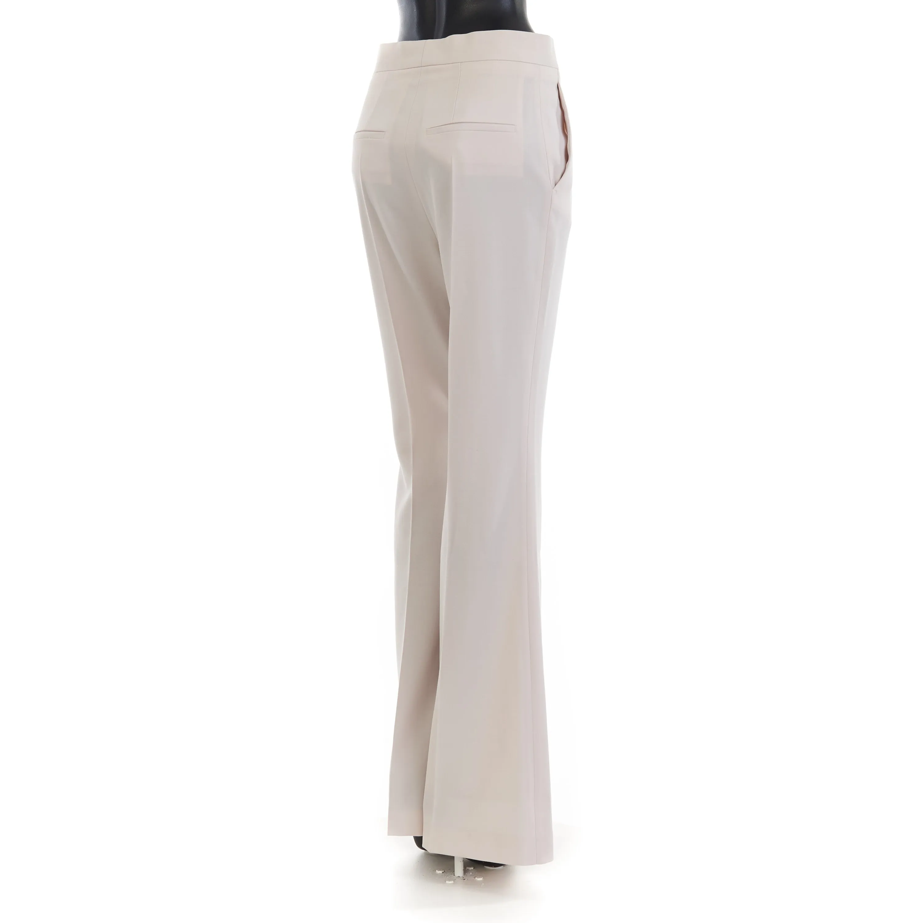 Beige Satin Trousers - Satin Panel, Asymmetrical Effect