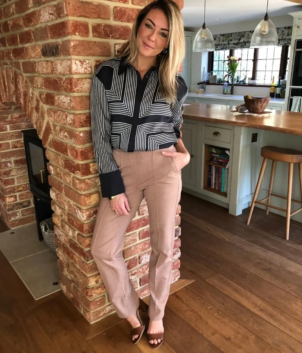 Beige Straight Leg Ponte Trousers