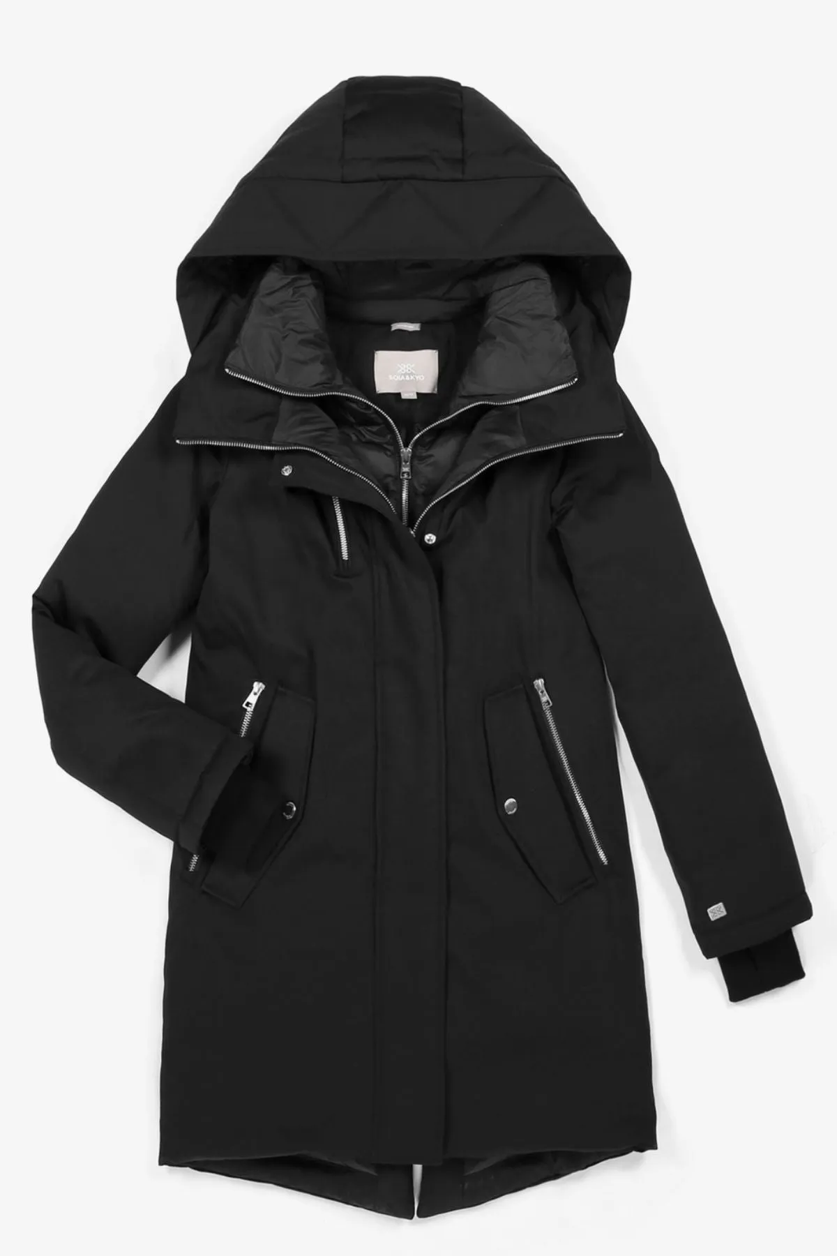 BELINA Mid Length Classic Down Coat with Puffy Bib