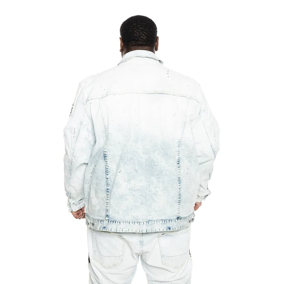 Big and Tall Overspray Fashion Jean Jacket - Opaque Blue