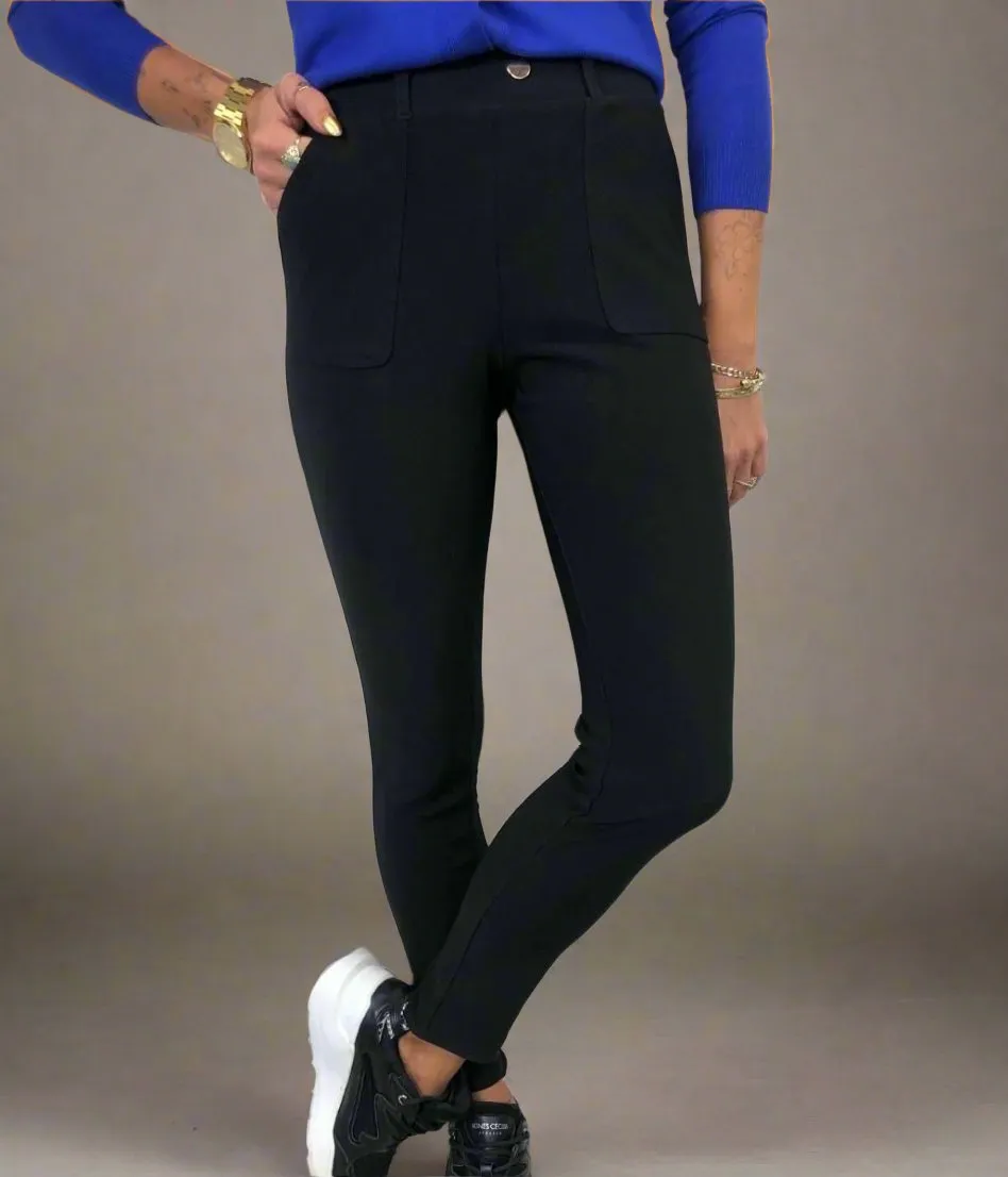 Black Ponte Stretch Trousers