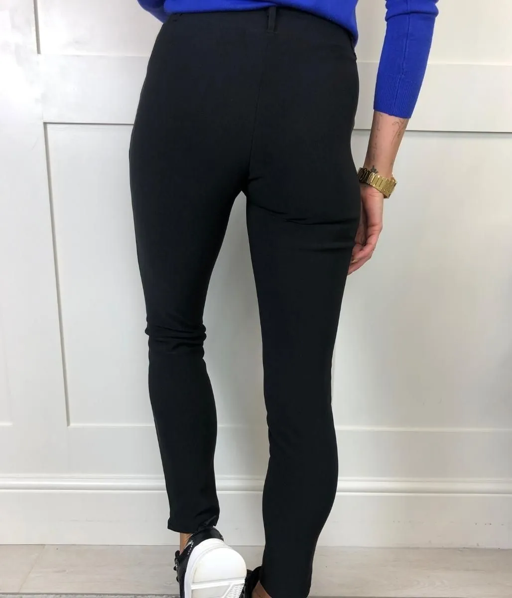 Black Ponte Stretch Trousers