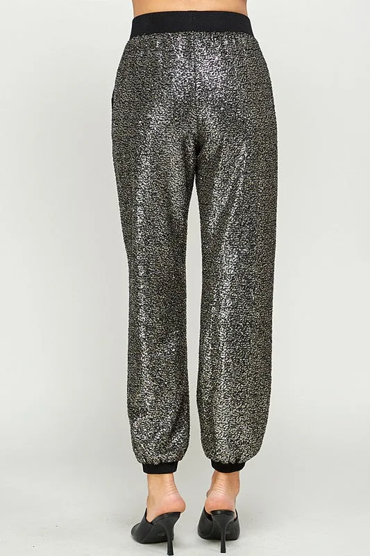 Black Sequins Jogger Pants