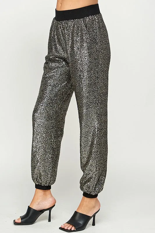 Black Sequins Jogger Pants