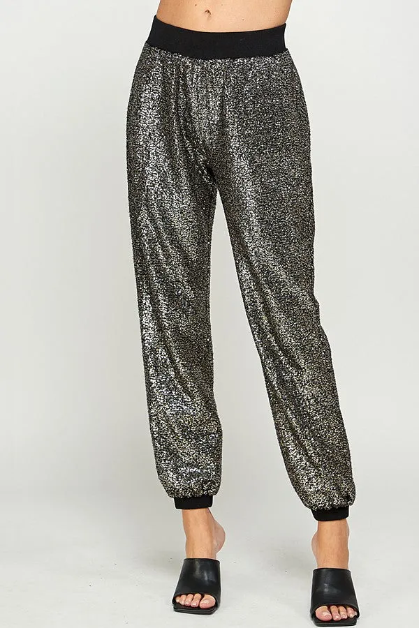 Black Sequins Jogger Pants