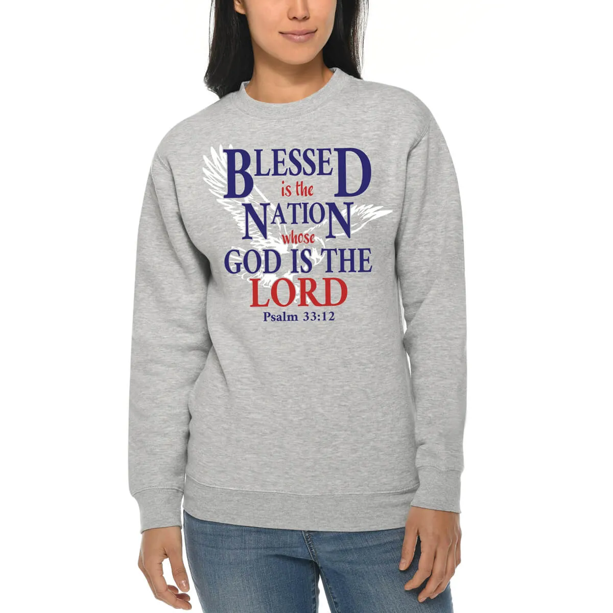 Blessed Is The Nation Whose God Is The Lord Crewneck Sweatshirt