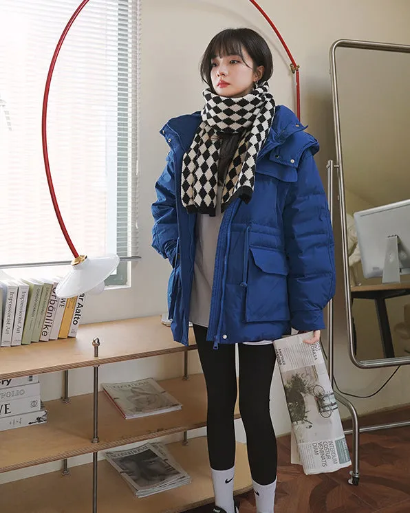 Blue Hooded Down Puffer Coat