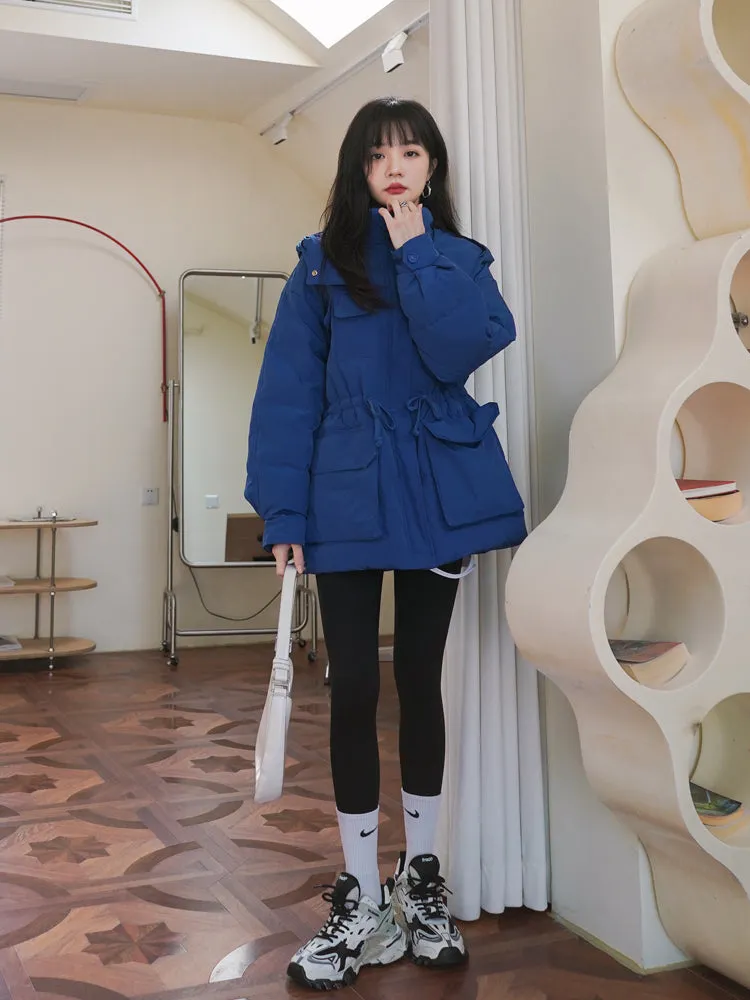 Blue Hooded Down Puffer Coat