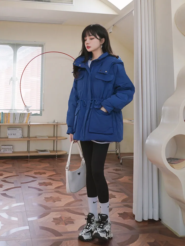 Blue Hooded Down Puffer Coat