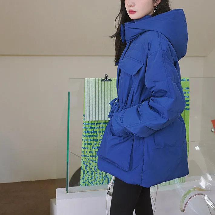 Blue Hooded Down Puffer Coat