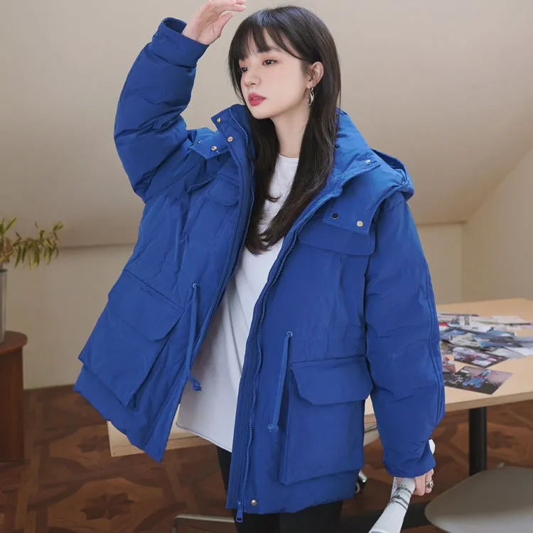 Blue Hooded Down Puffer Coat