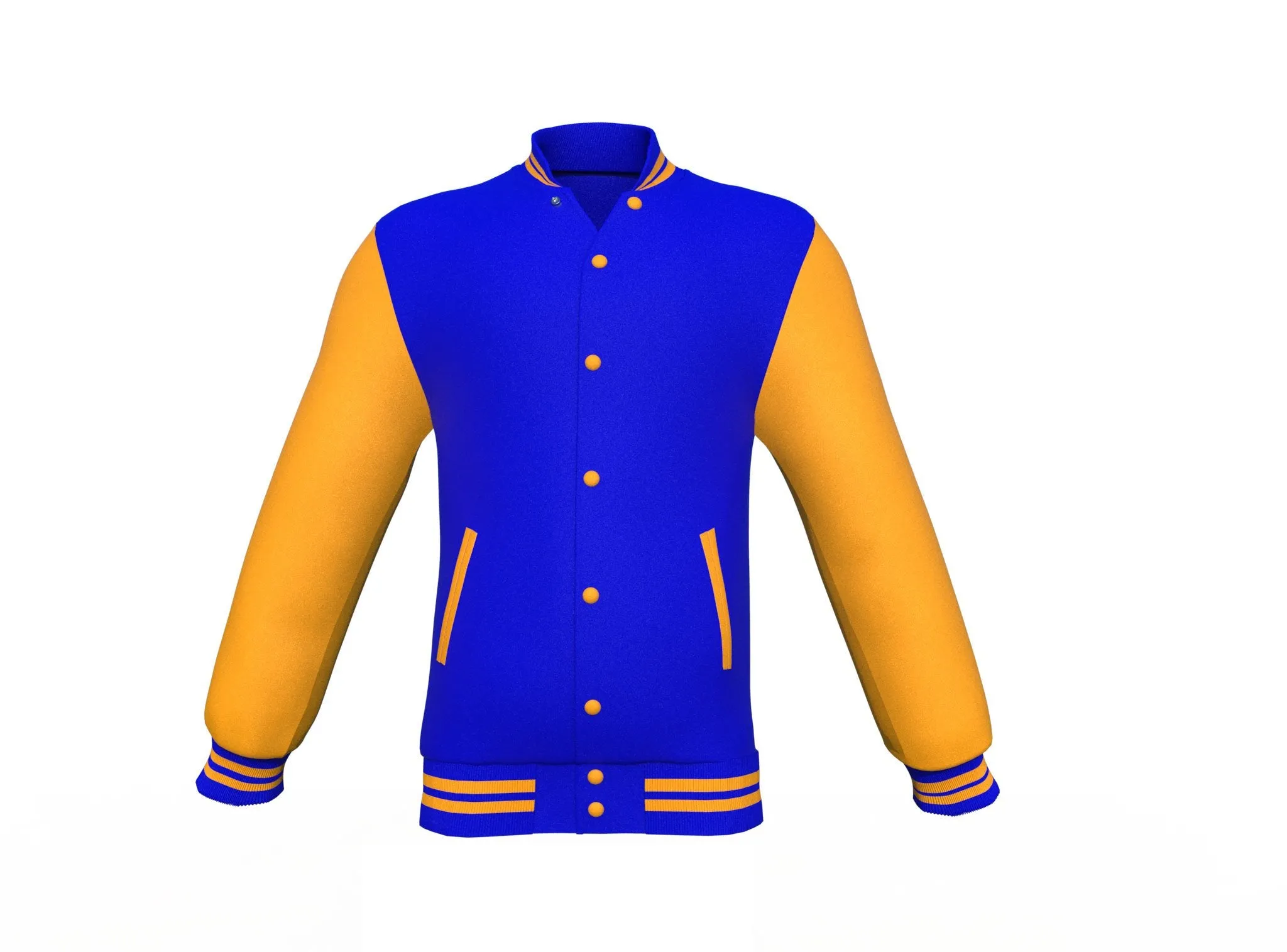 Blue Varsity Letterman Jacket with Gold Sleeves