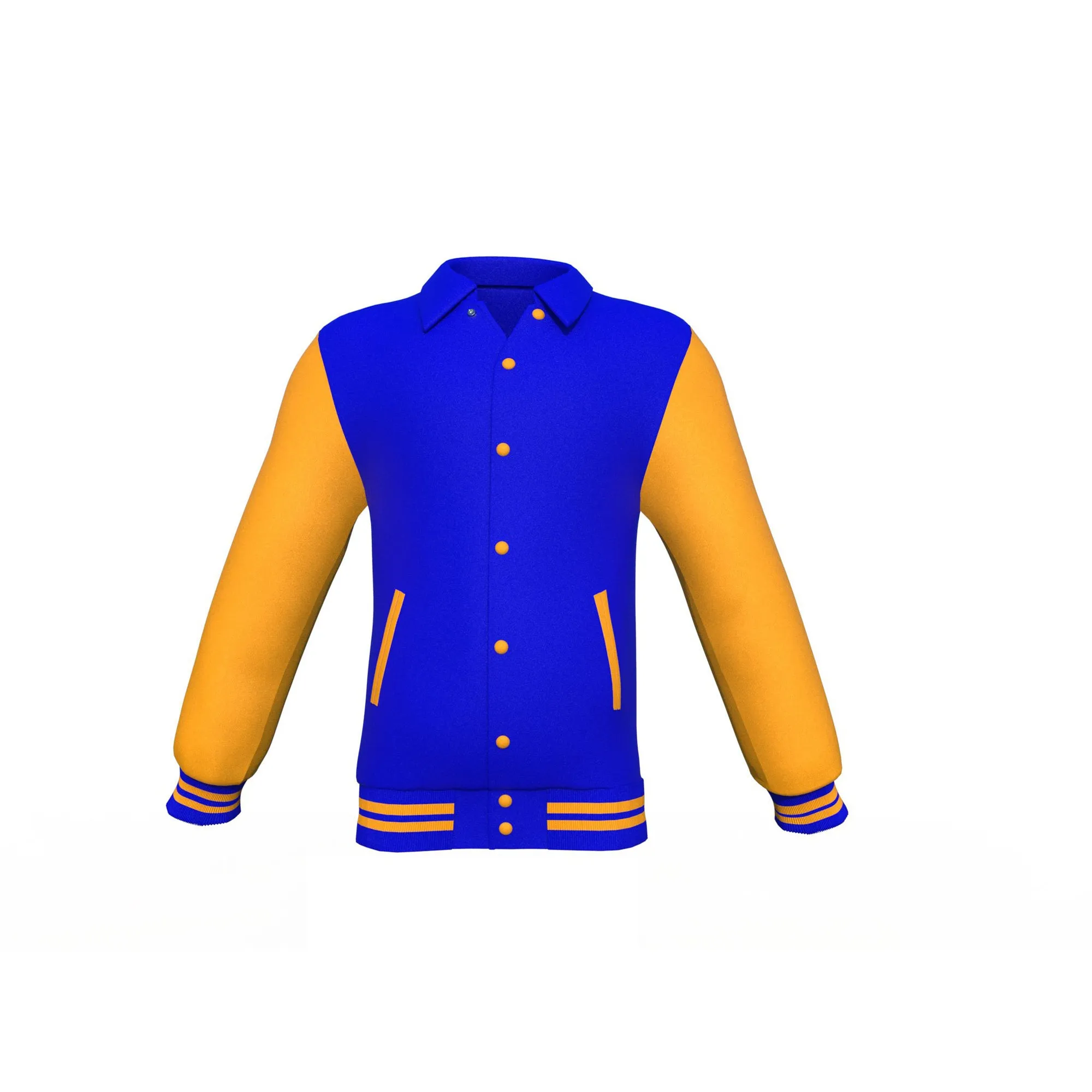 Blue Varsity Letterman Jacket with Gold Sleeves