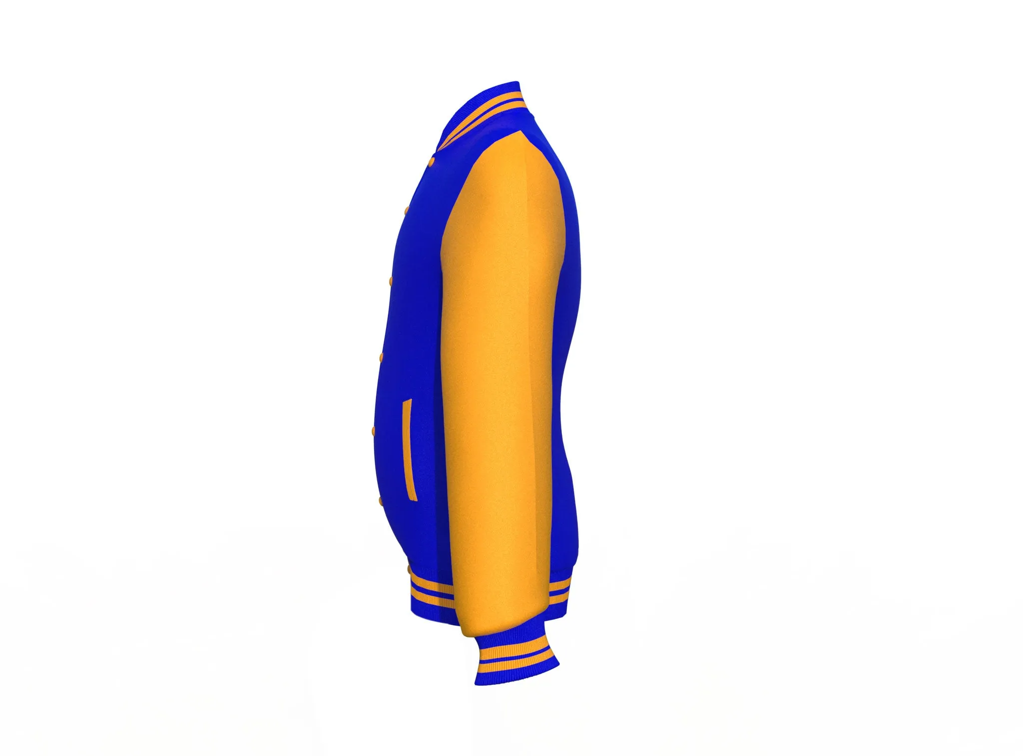 Blue Varsity Letterman Jacket with Gold Sleeves