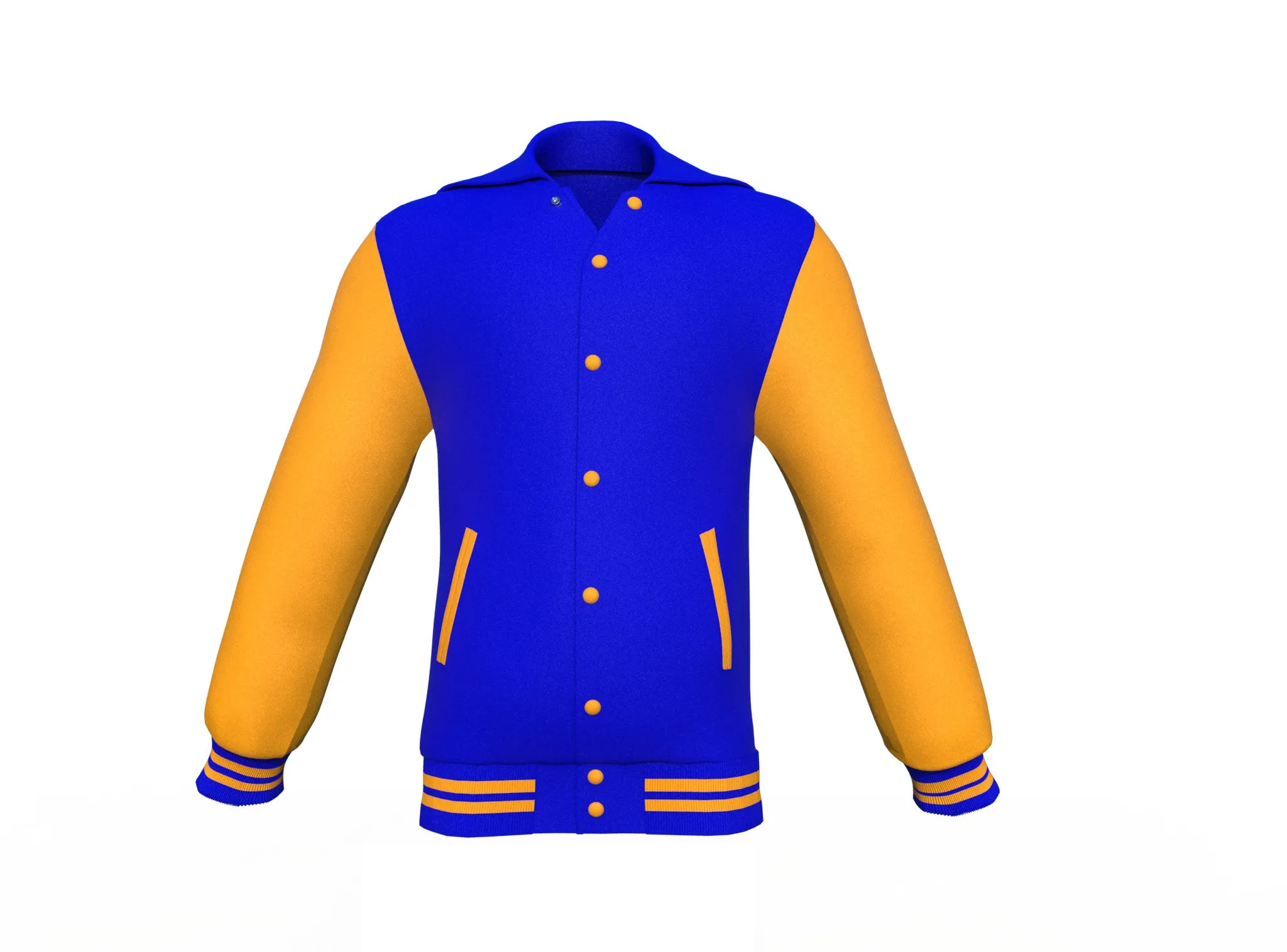 Blue Varsity Letterman Jacket with Gold Sleeves