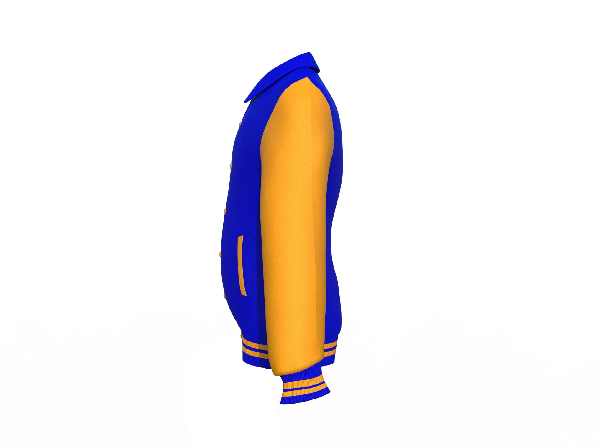 Blue Varsity Letterman Jacket with Gold Sleeves