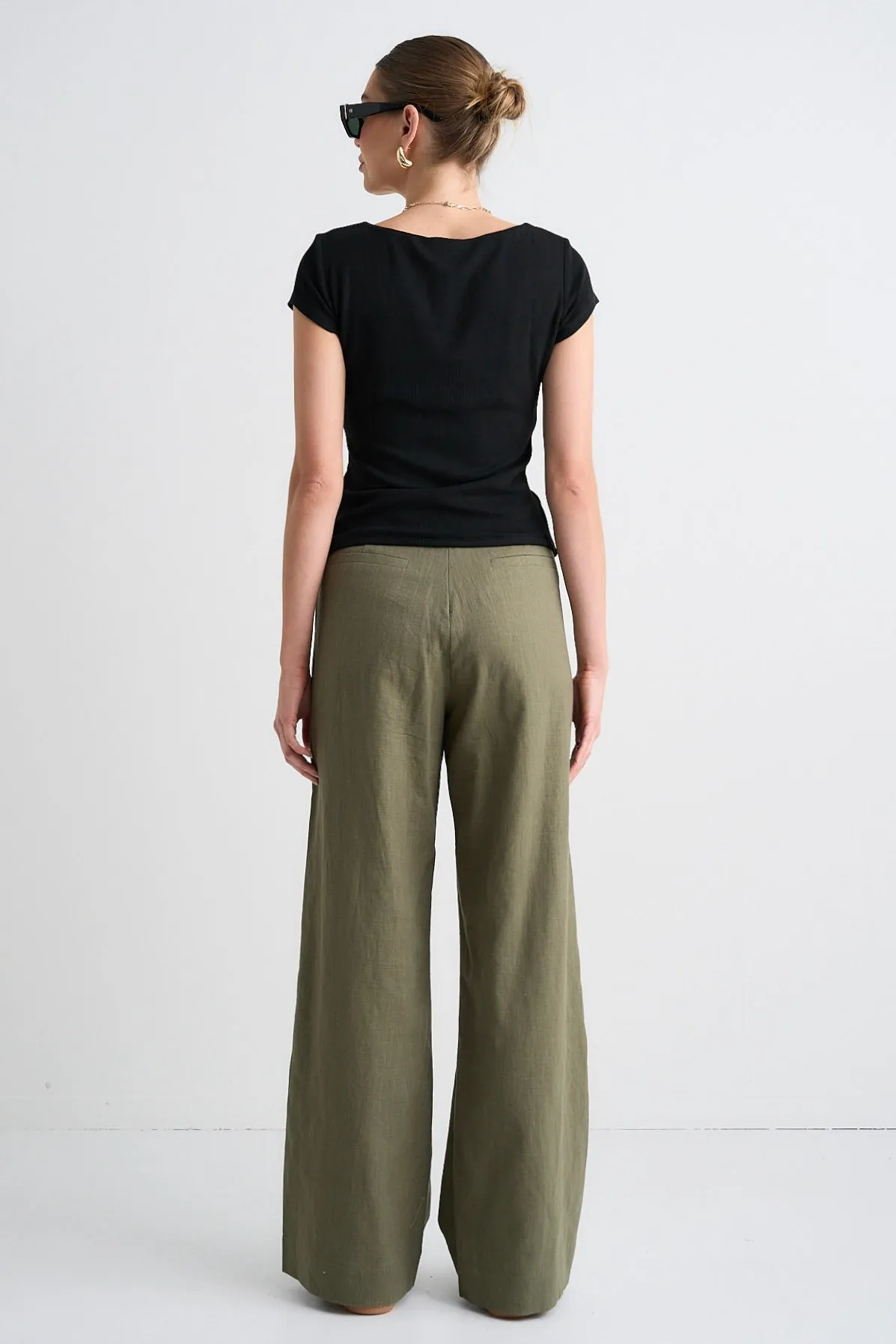 Boardwalk Soft Khaki Ramie Extended Waist Pants