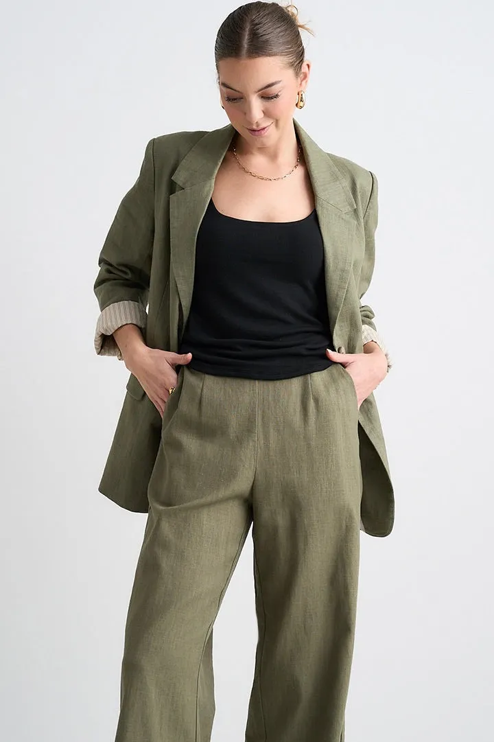 Boardwalk Soft Khaki Ramie Extended Waist Pants