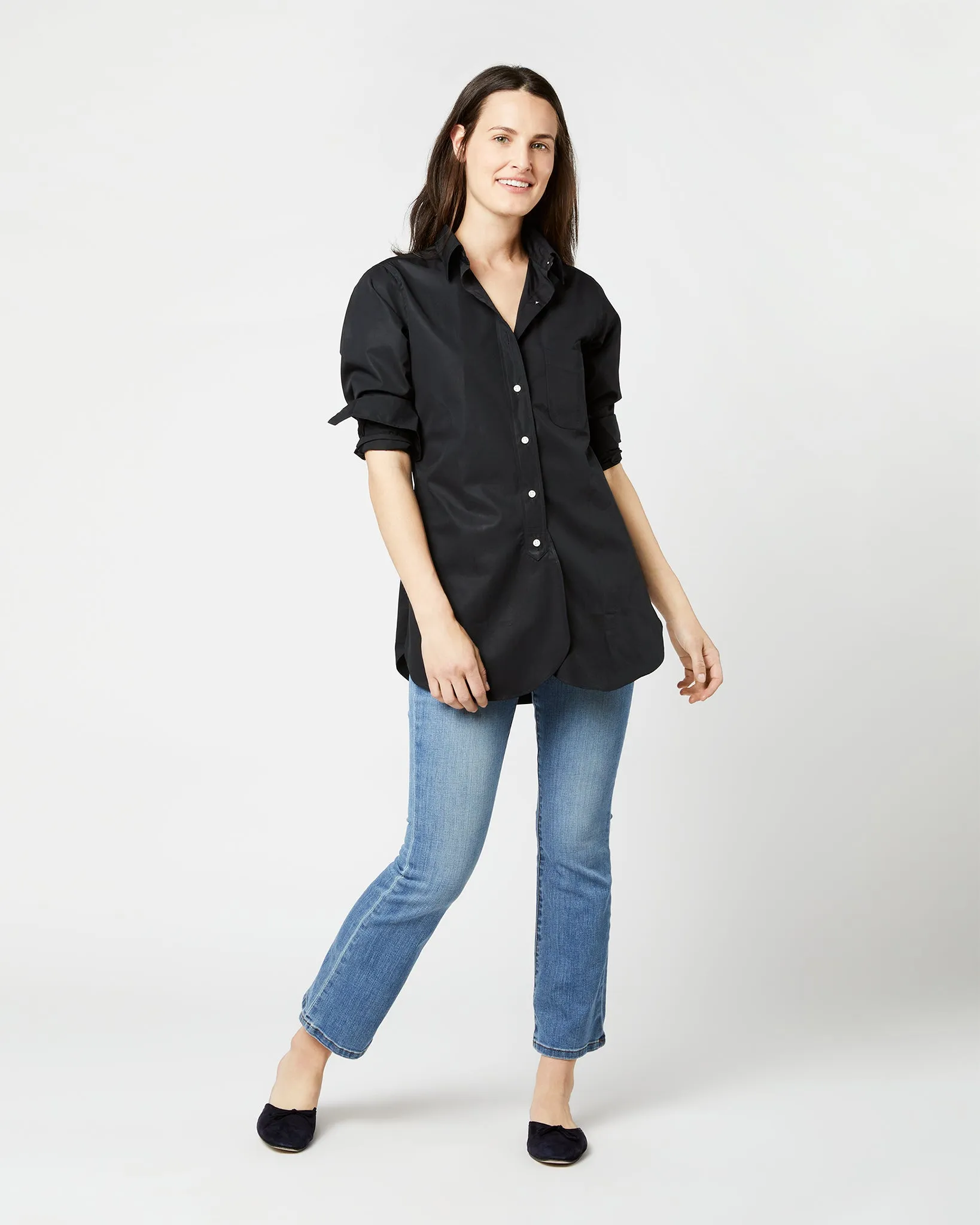 Boyfriend Shirt in Black Poplin