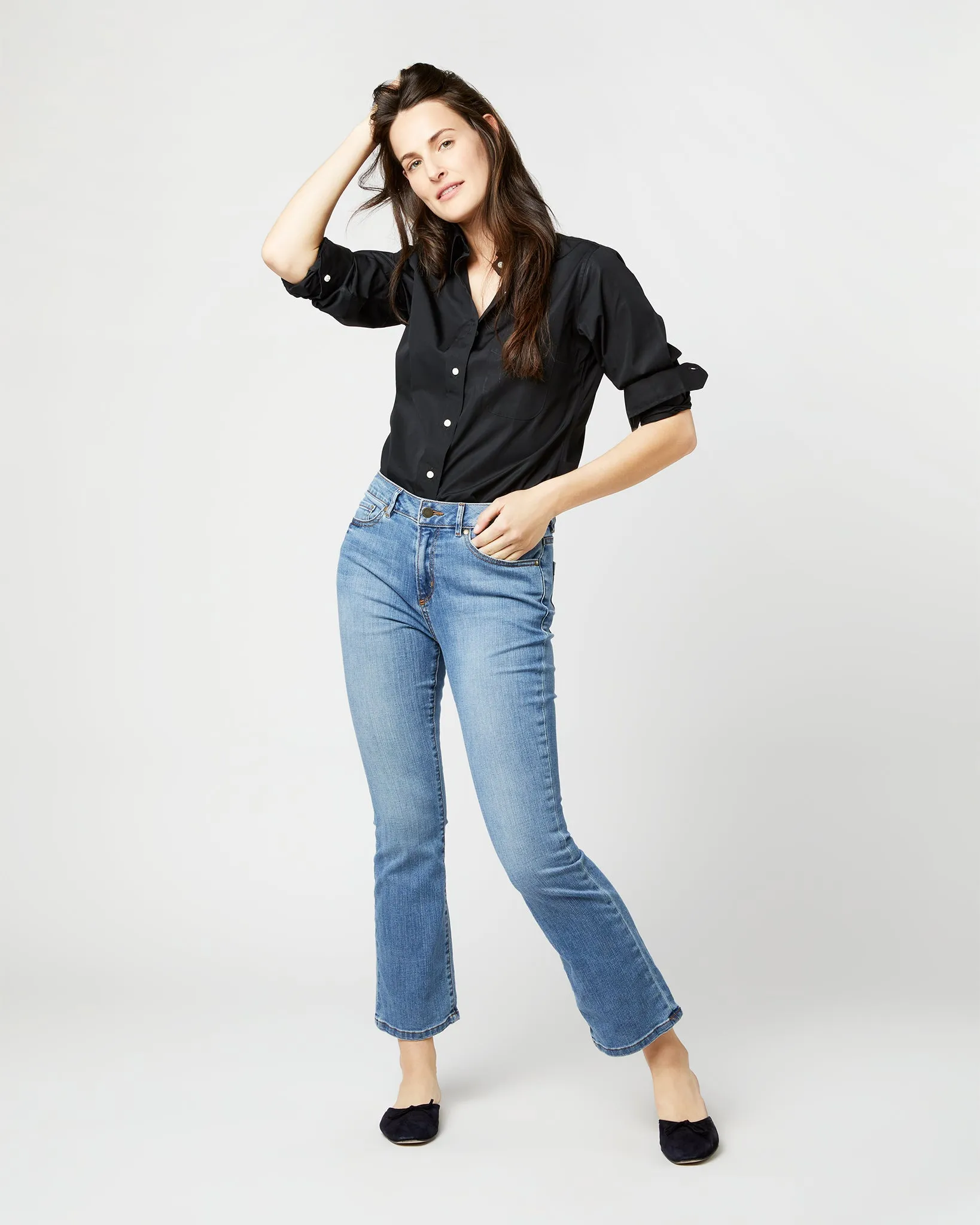 Boyfriend Shirt in Black Poplin