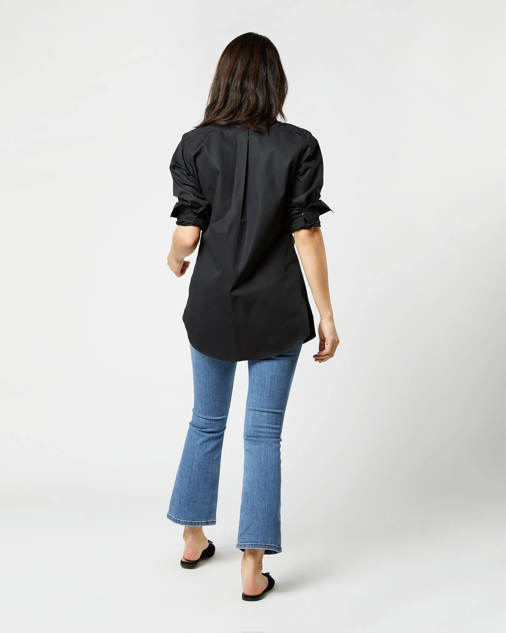 Boyfriend Shirt in Black Poplin