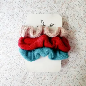 Cashmere scrunchies for fragile hair | Set of 3 | Ready-To-Ship