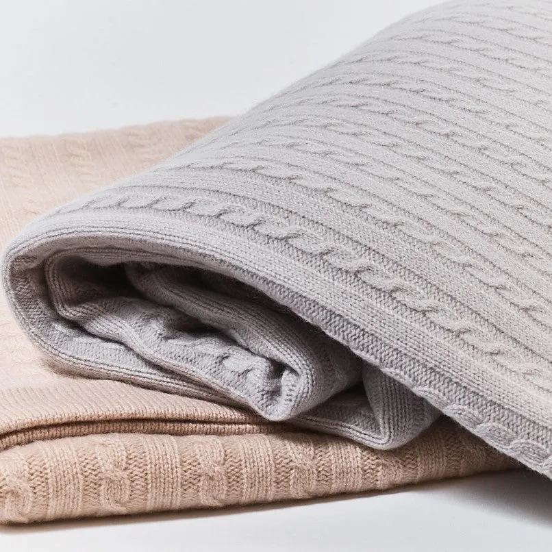 cashmere throw, cable knit