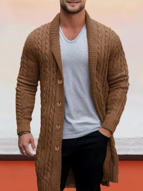 Casual Mid-Length Cable Knit Cardigan