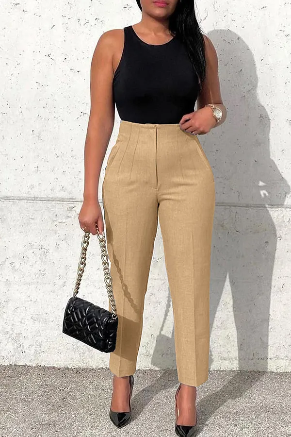 Casual Solid Color Tailored Pants