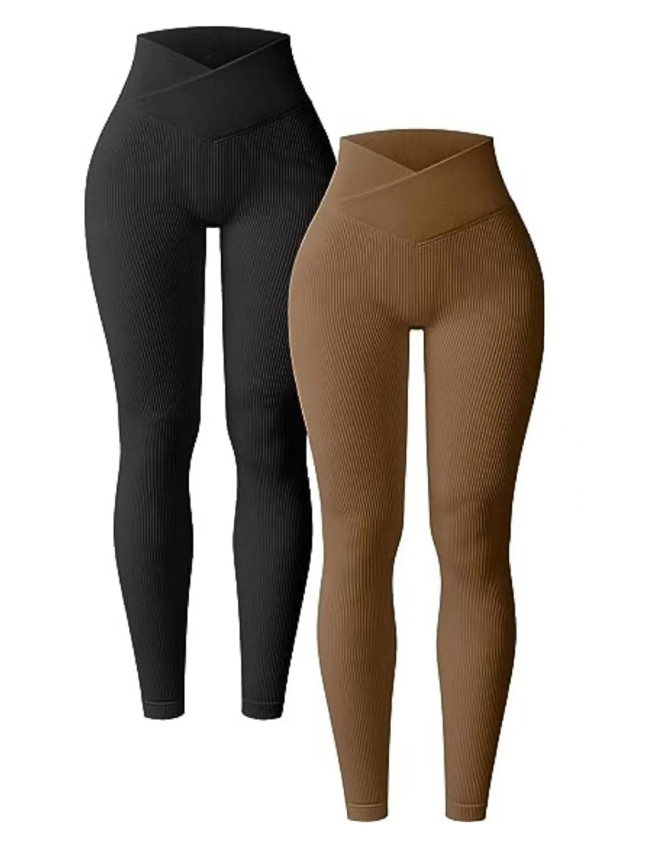 Charcoal Rib High Waist Cross Sports Bottoming Casual Leggings