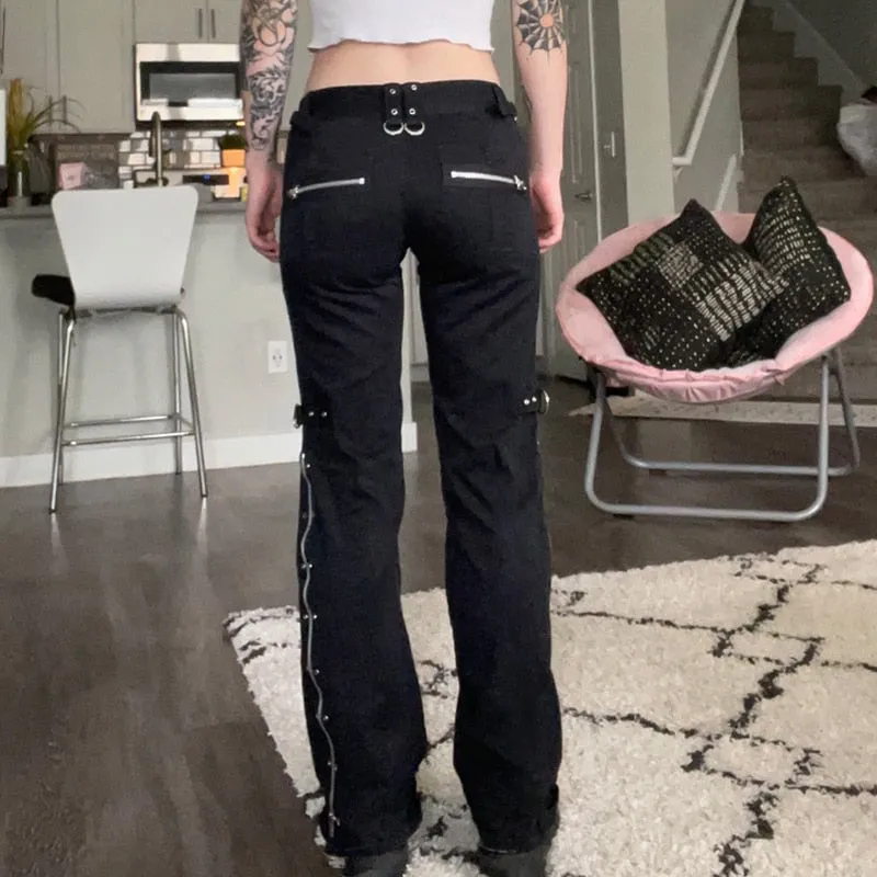 'Cheating Death' Black Alt Grunge Casual Pants