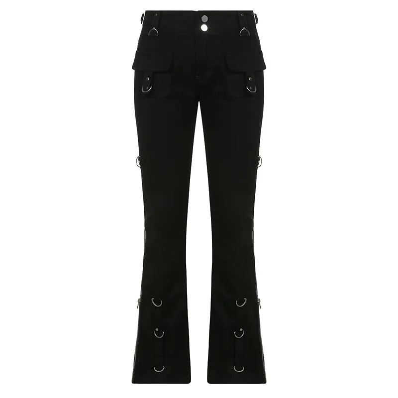 'Cheating Death' Black Alt Grunge Casual Pants