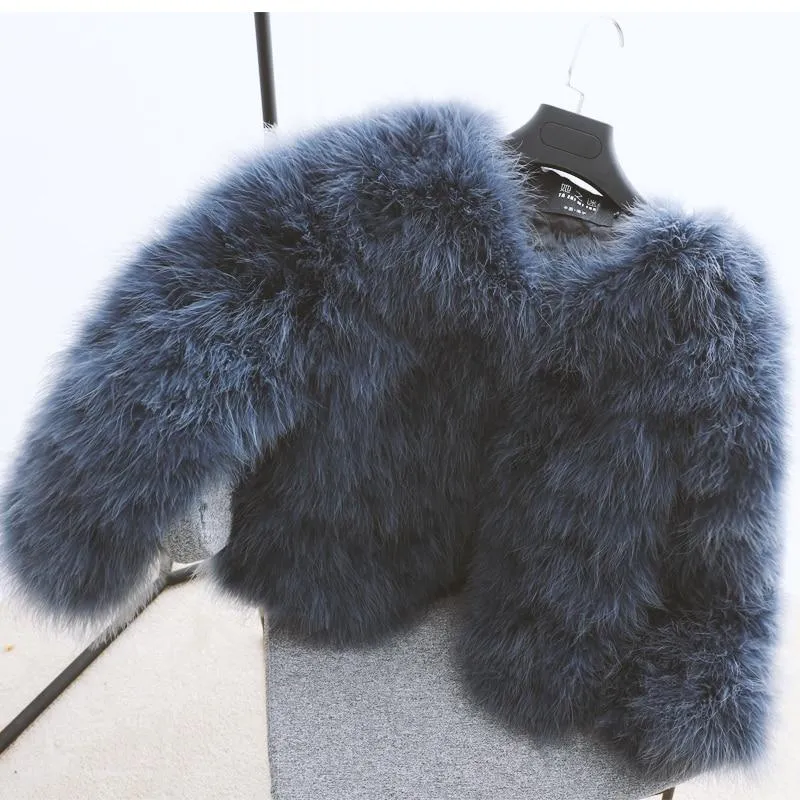 Classy Womens Furry Genuine Ostrich Feather Fur Coats Online