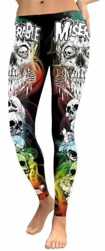 Colorful punk skull leggings