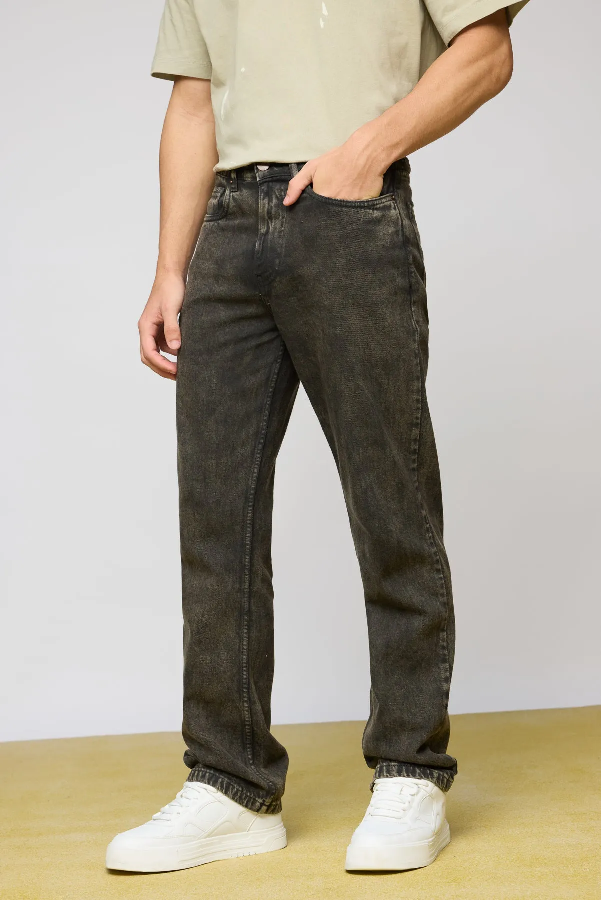 Cool Stone Grey Men's Straight Jeans