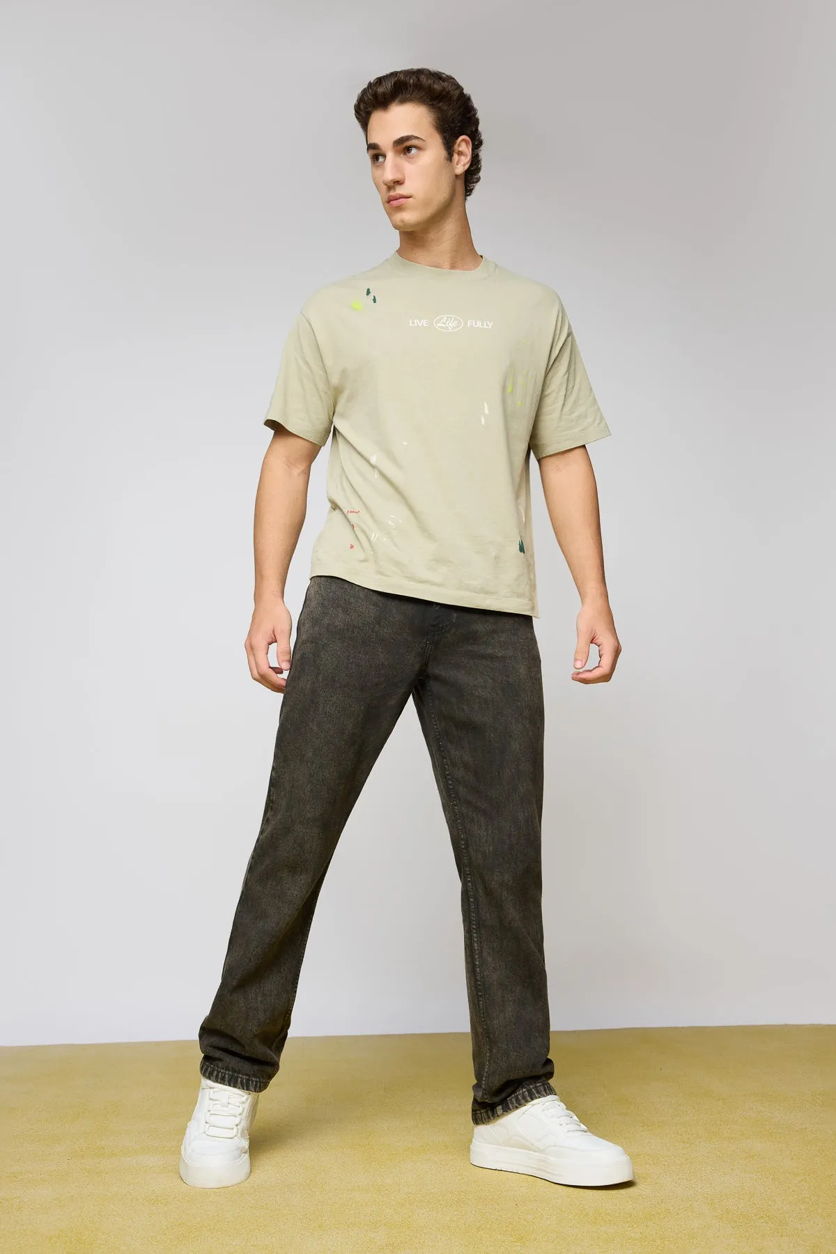 Cool Stone Grey Men's Straight Jeans