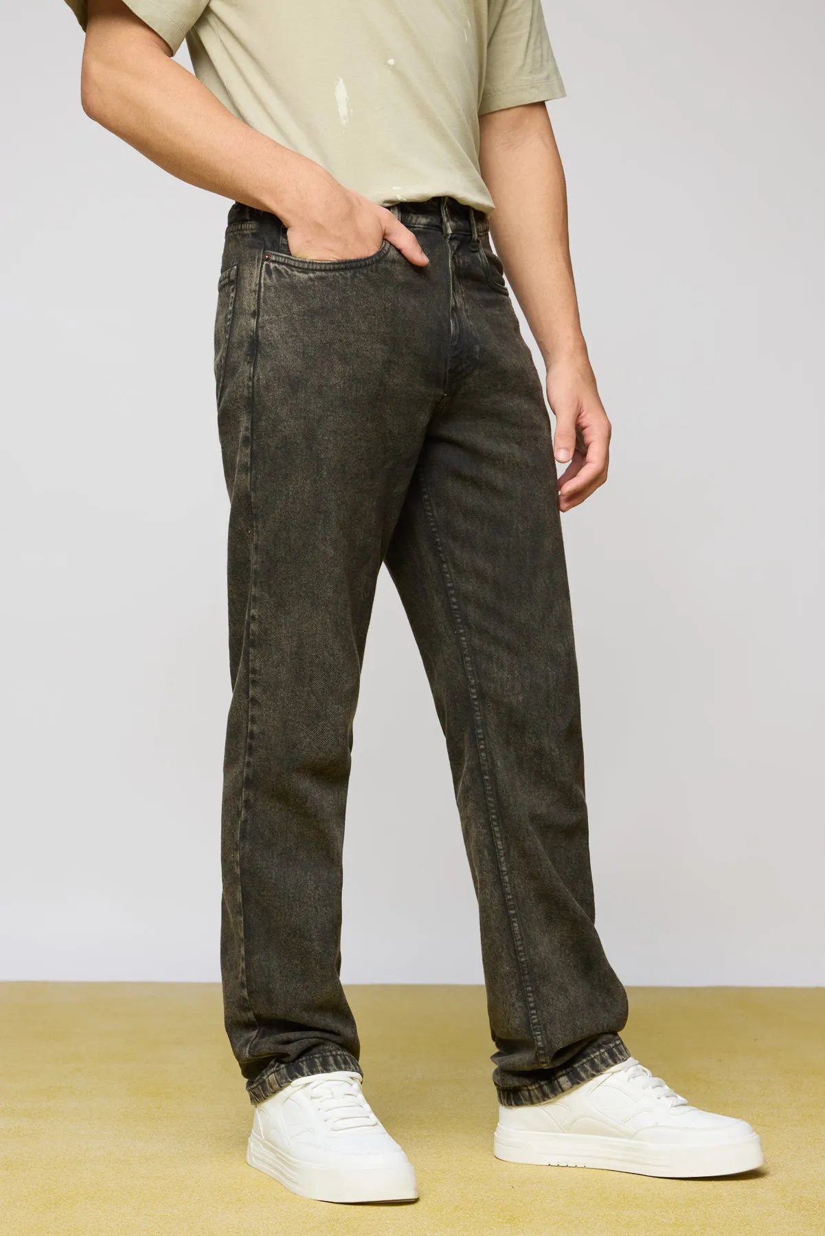 Cool Stone Grey Men's Straight Jeans