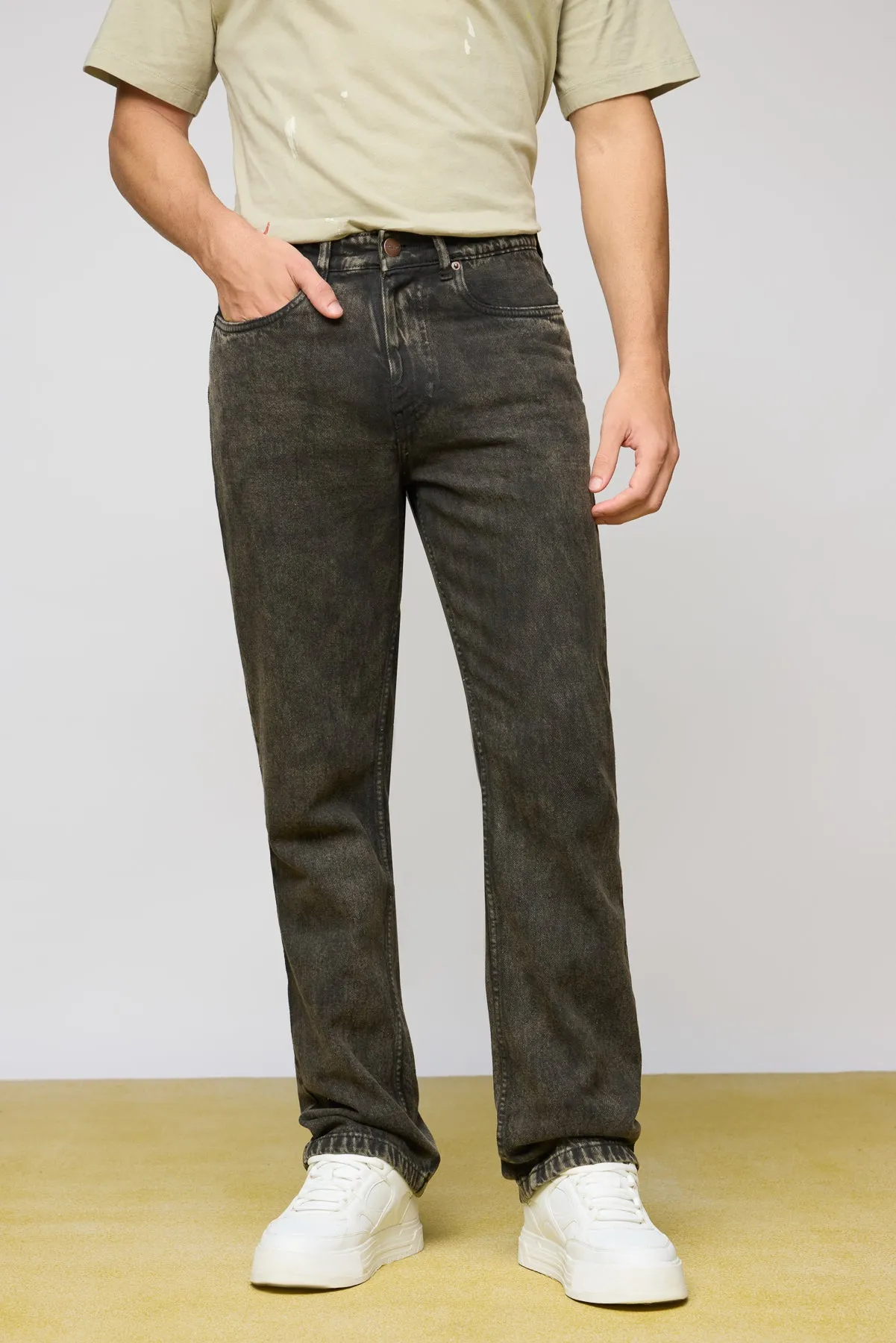 Cool Stone Grey Men's Straight Jeans