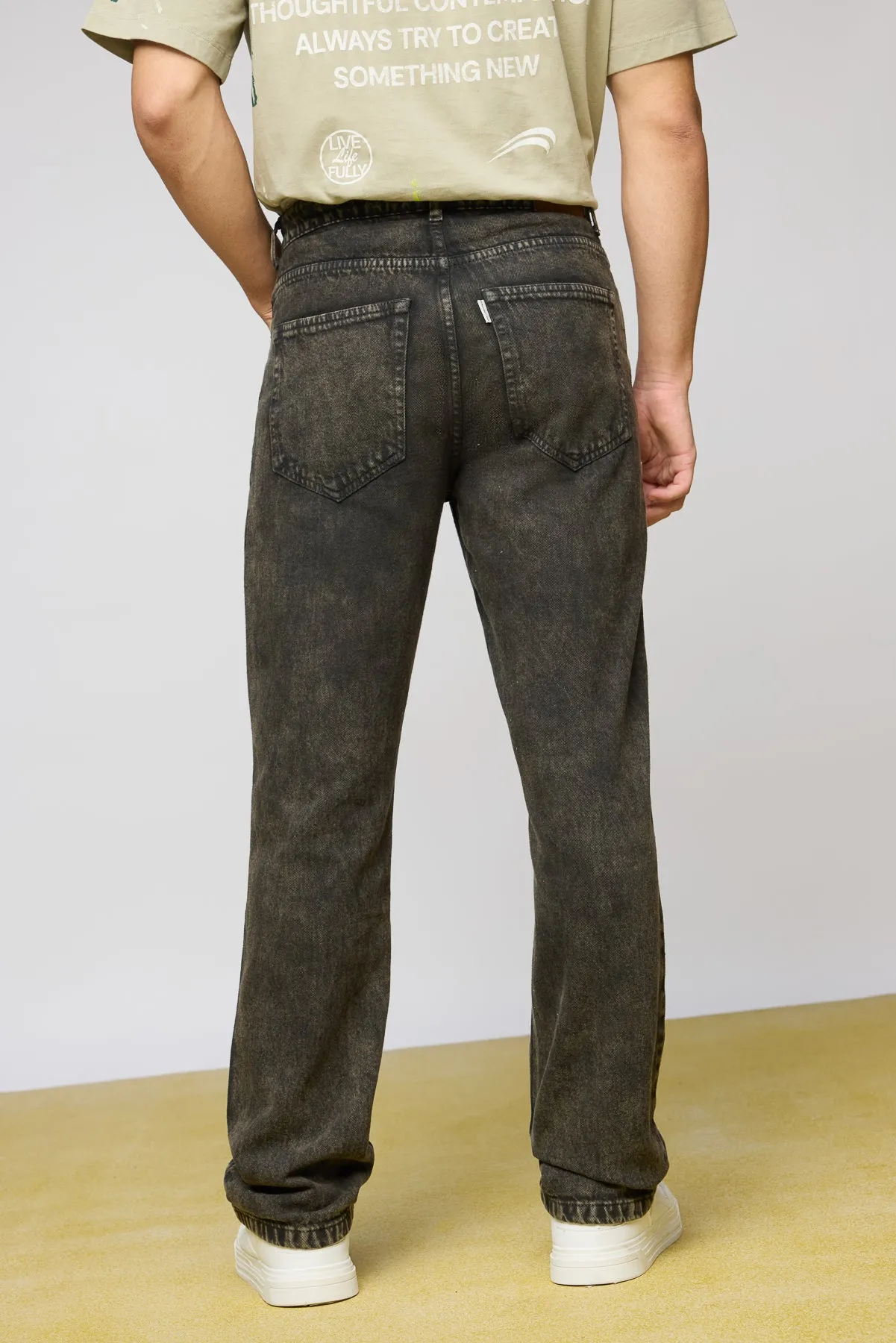 Cool Stone Grey Men's Straight Jeans